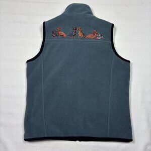 Danbury Mint Blue/Black Dachshund Dog Embroidered Reversible Fleece Vest SM